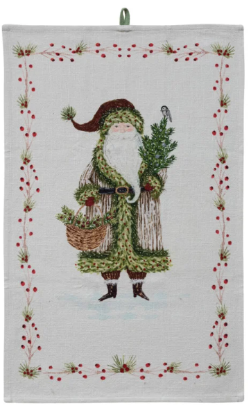 Santa and Berries Tea Towel