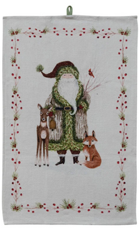 Santa and Berries Tea Towel