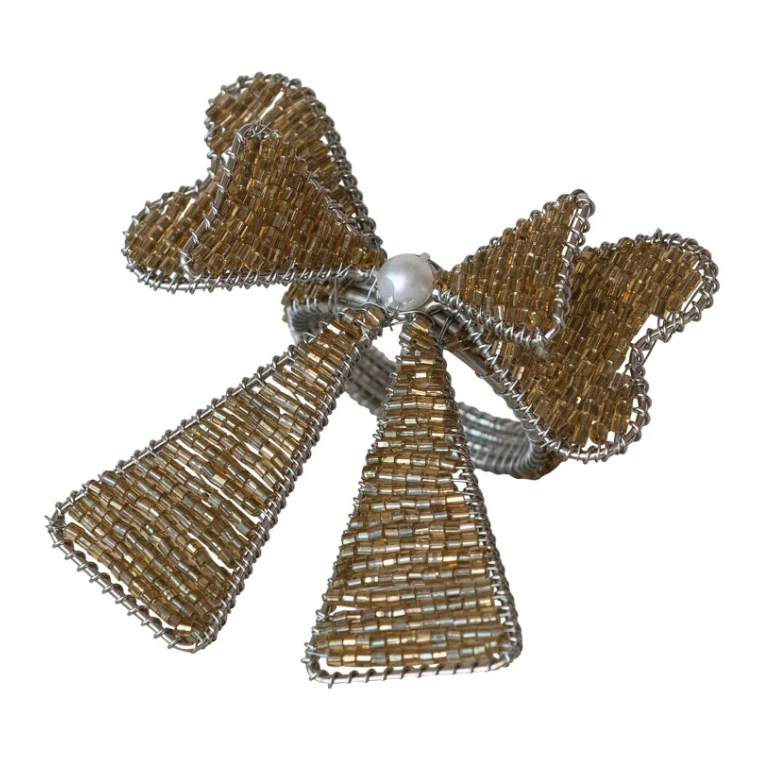 Set of 4 Beaded Bow Napkin Rings