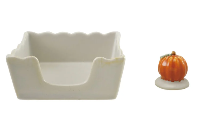Stoneware Cocktail Napkin Holder with Weight