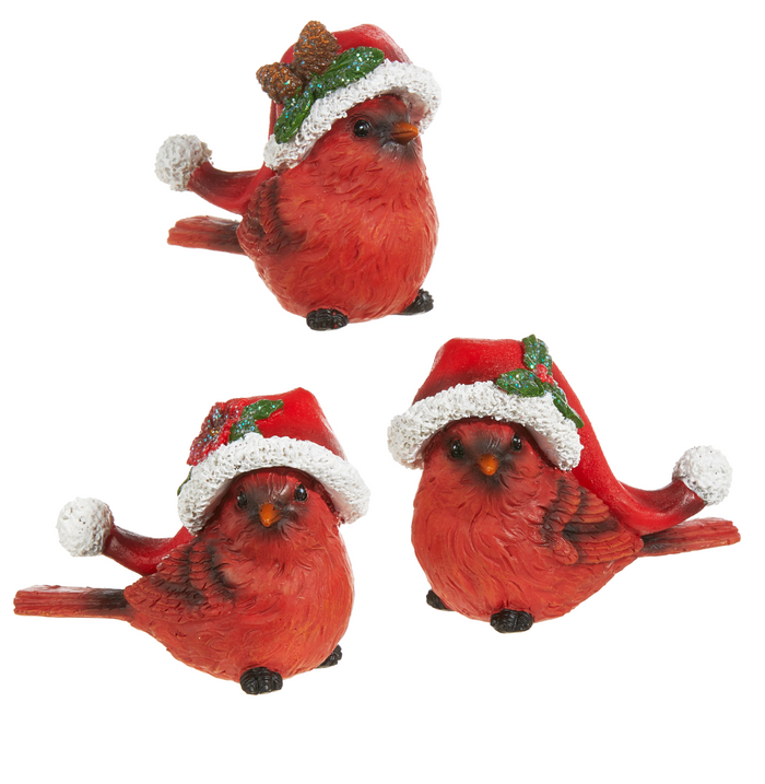Cardinal with Santa Hat