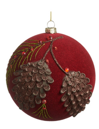 Flocked Glitter Pinecone Ball Ornament