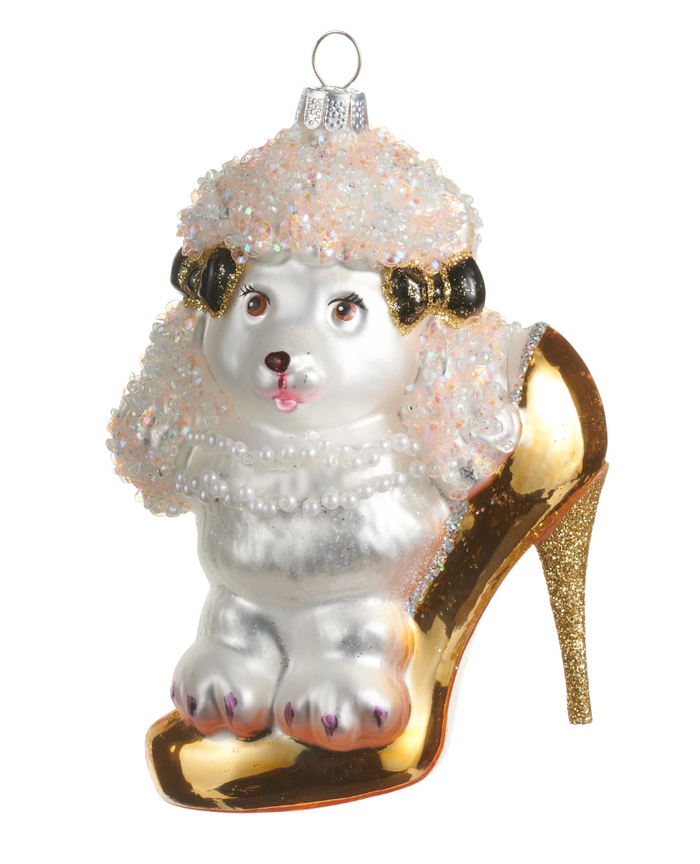 Poodle with Shoe Ornament
