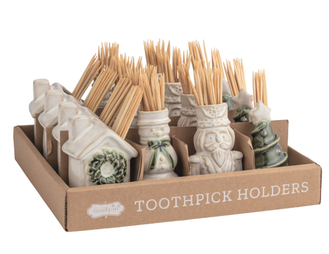 White Christmas Toothpick Caddy Set