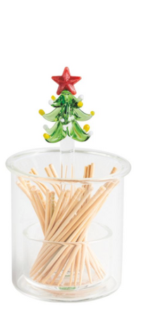 Christmas Glass Toothpick Caddy Sets