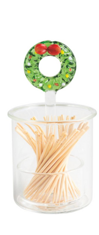 Christmas Glass Toothpick Caddy Sets