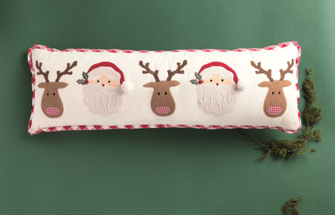 Christmas Gingham Trim Pillow