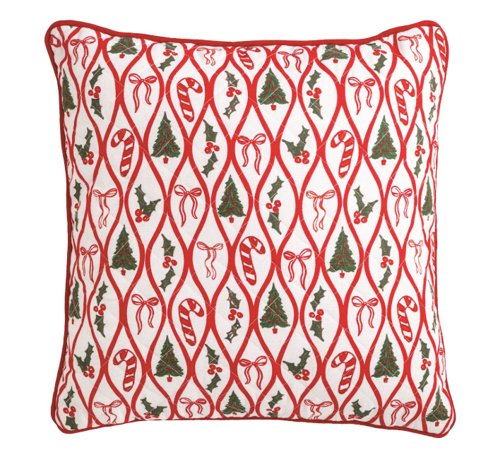 Lattice Block Print Quilted Pillow