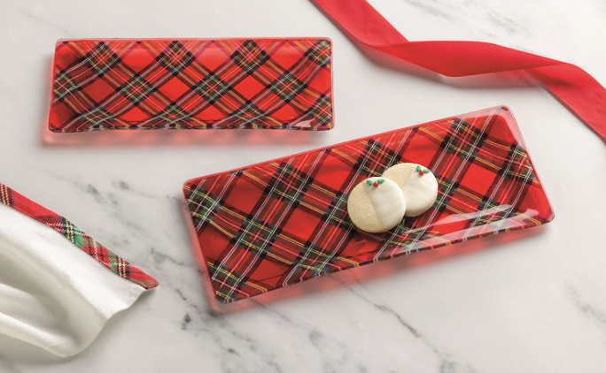 Tartan Glass Tray Set