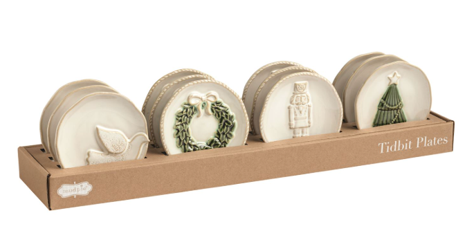 White Christmas Tidbit Plates