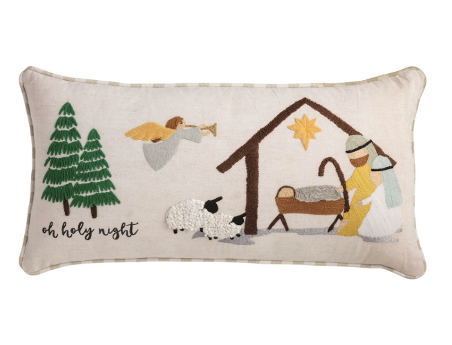 Manger Embroidered Pillow