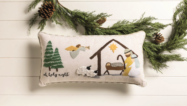 Manger Embroidered Pillow