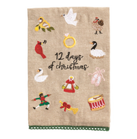 12 Days of Christmas Embroidery Towel