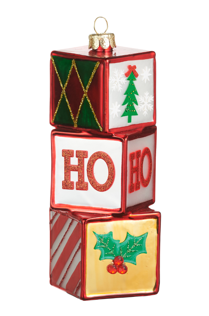 Vintage Christmas Block Ornament