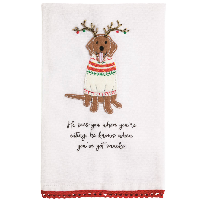Dog Christmas Appliqué Towels
