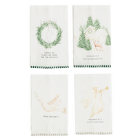 White Christmas Stripe Hem Towel