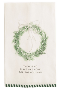 White Christmas Stripe Hem Towel