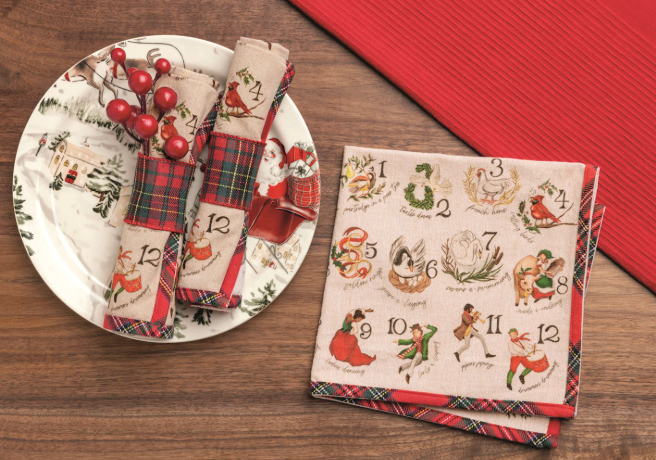 12 Days Of Christmas Dinner Napkin Set