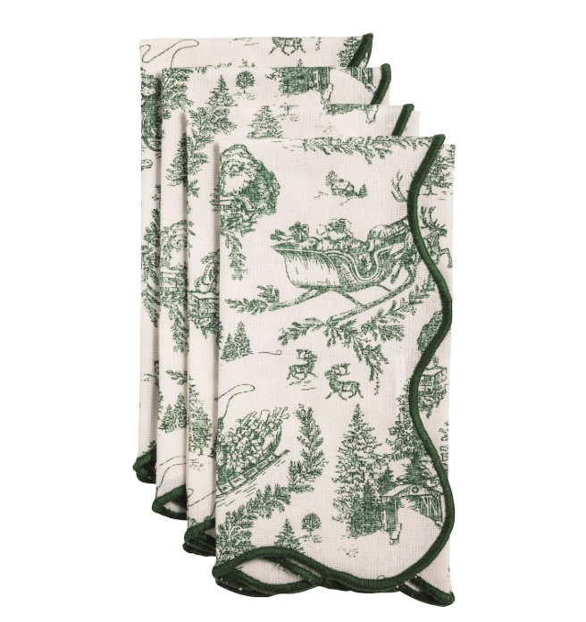 Green Toile Dinner Napkin Set
