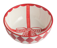 Red Checkered Bow Bowl