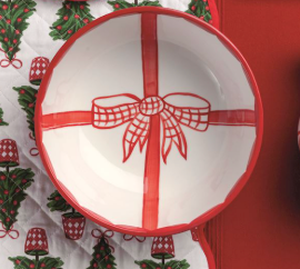 Red Checkered Bow Bowl