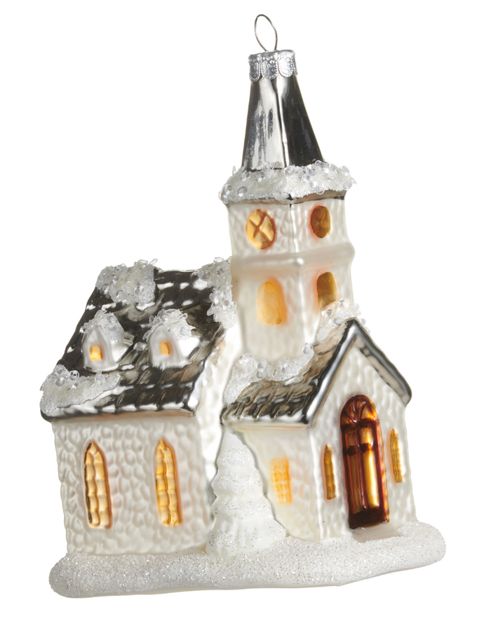 Snowy Church Ornament