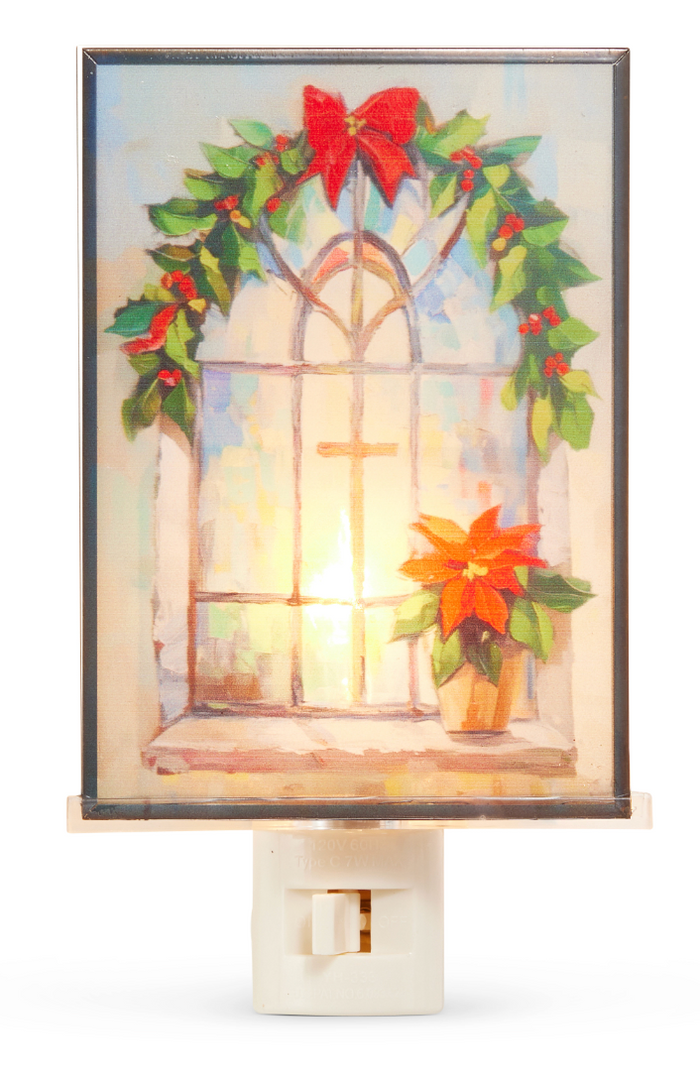 Stained Glass Poinsettia Night Light