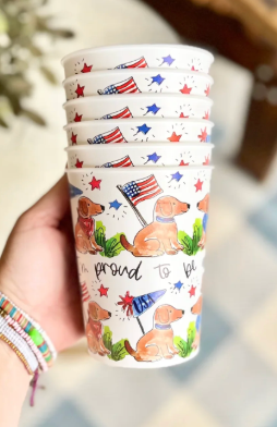 American Dog Patriotic Cups