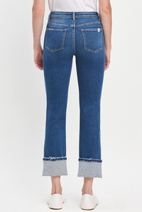 High Rise Cuffed Slim Straight Jean