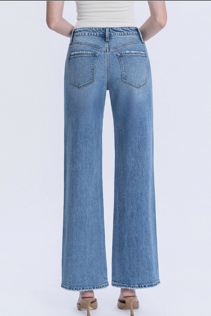High Rise Full Length Wide Jean