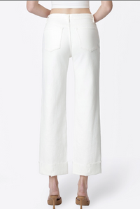High Rise Cuffed Slim Wide Jean