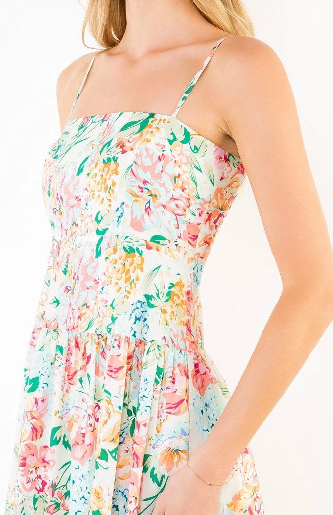 Floral Print Tiered Maxi Dress