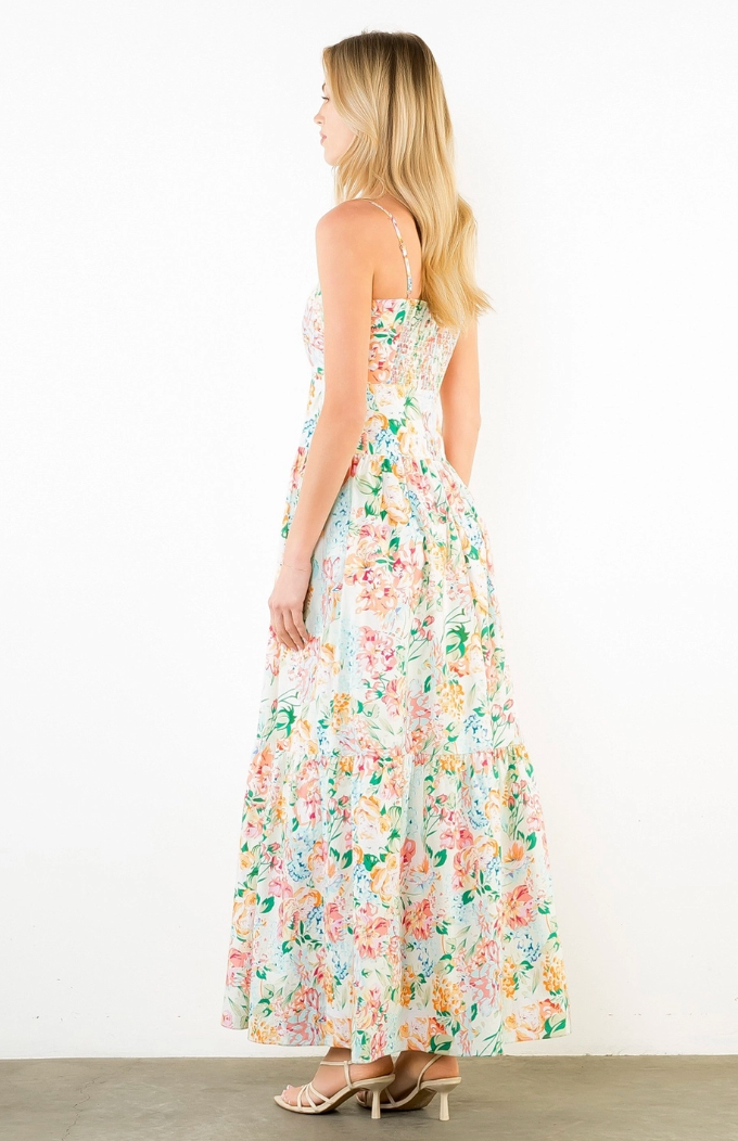 Floral Print Tiered Maxi Dress