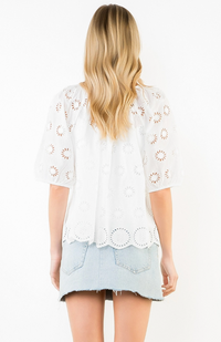 Puff Sleeve Eyelet Embroidery Top