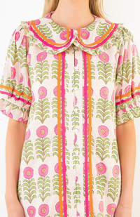 Puff Sleeve Floral Pattern Dress