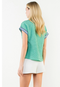 Short Sleeve Gingham Patterned Top