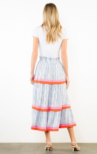 Smocked Stripe Tiered Skirt