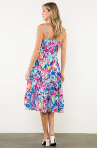 Button Front Print Midi Dress