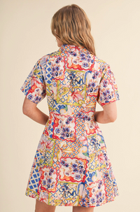 Floral Short Sleeve Mini Dress