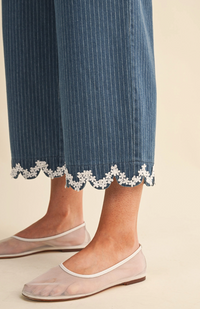 Wide Leg Pant with Lace Trim