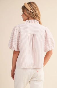 Striped Ruffled Button Down Top