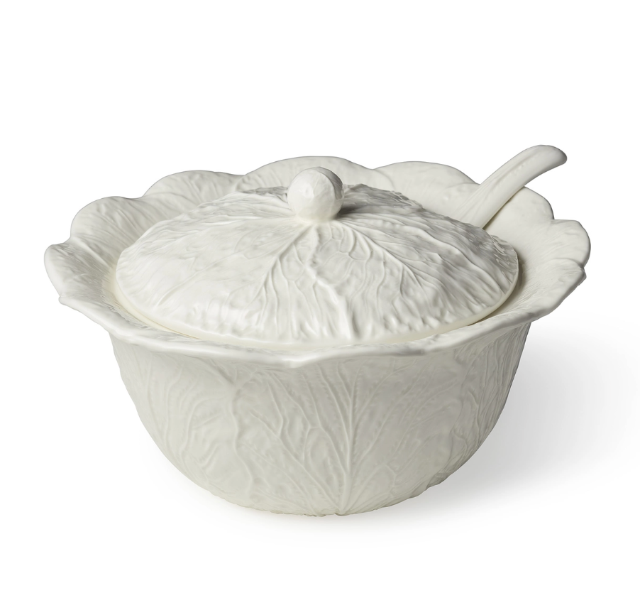 Le Jardin White Cabbage Tureen with Ladle