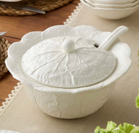 Le Jardin White Cabbage Tureen with Ladle