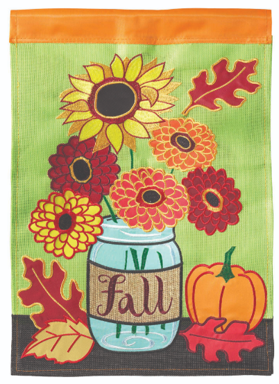 Mason Jar Burlap Garden Flag