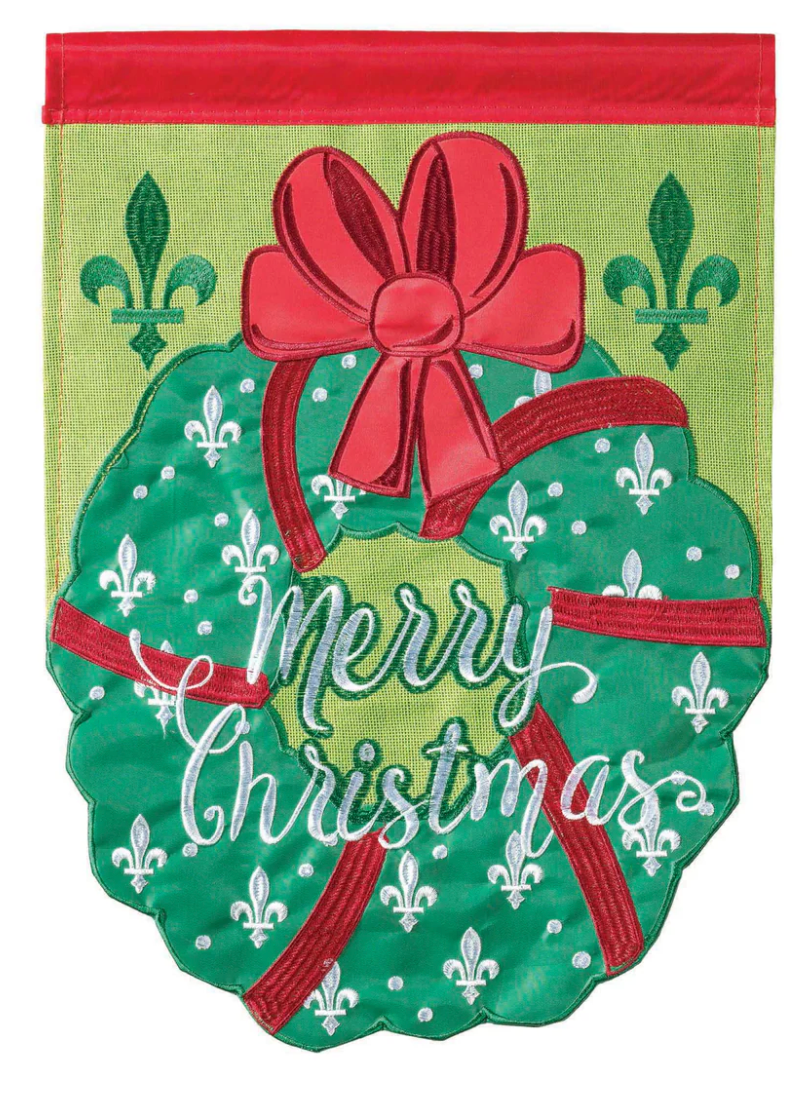 Merry Christmas Wreath Flag