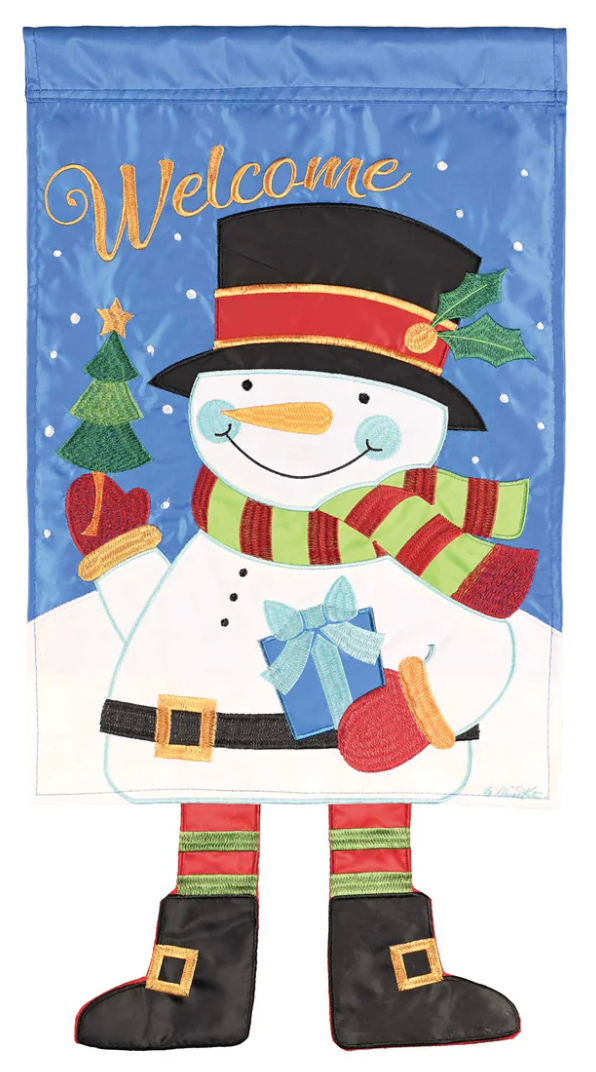 Crazy Leg Snowman Garden Flag
