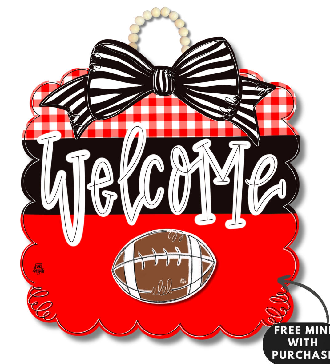 Red and Black Football Hanger + Mini