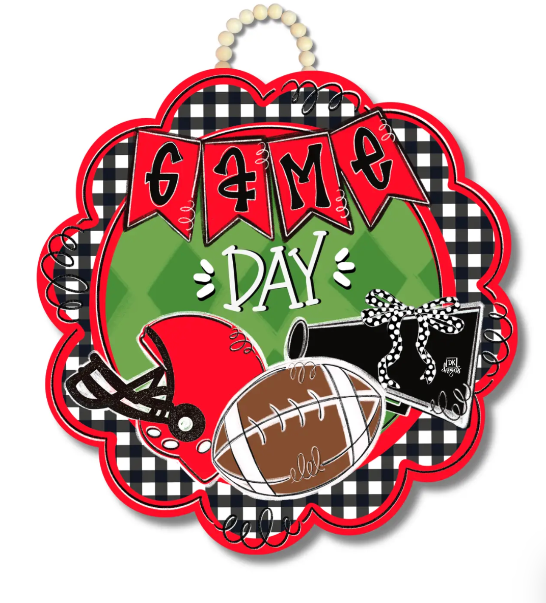 Red and Black Game Day Door Hanger