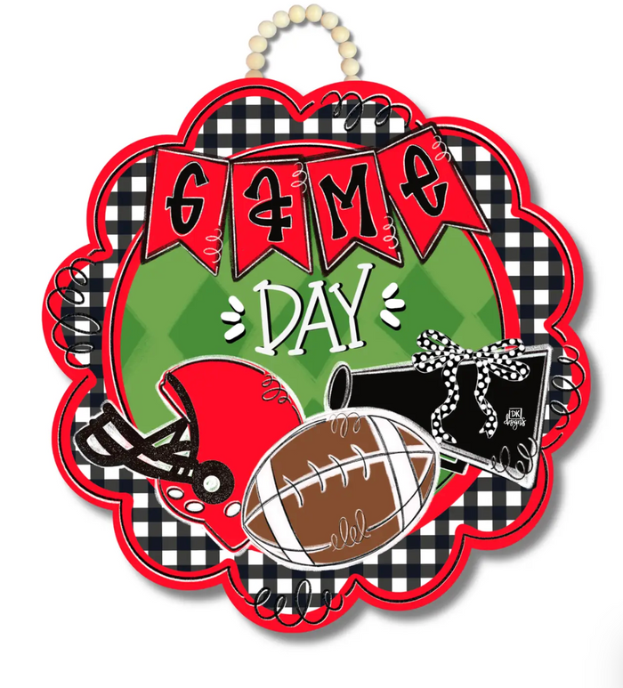Red and Black Game Day Door Hanger