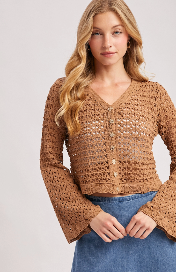Button Down Open Knit Cardigan